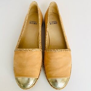 Stuart Weitzman Espadrilles Flats Tipadrille
Tan Gold Leather Size 8.5